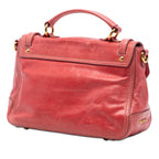 Distressed Leather Turnlock Satchel