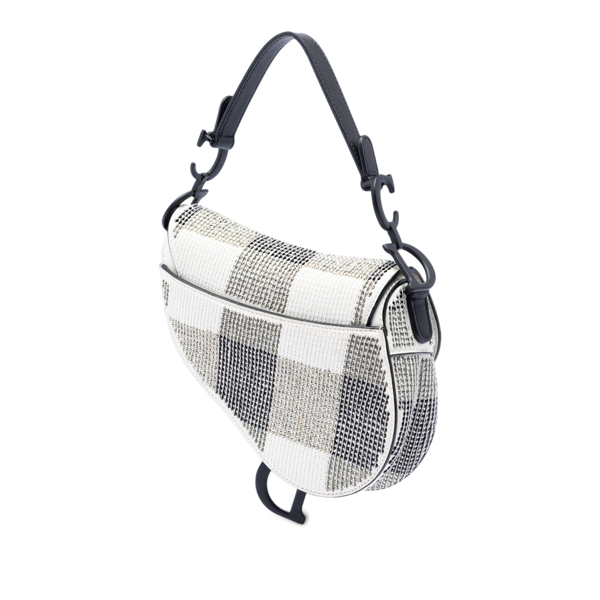 Mini Sequin and Beads Embellished Calfskin Saddle Bag