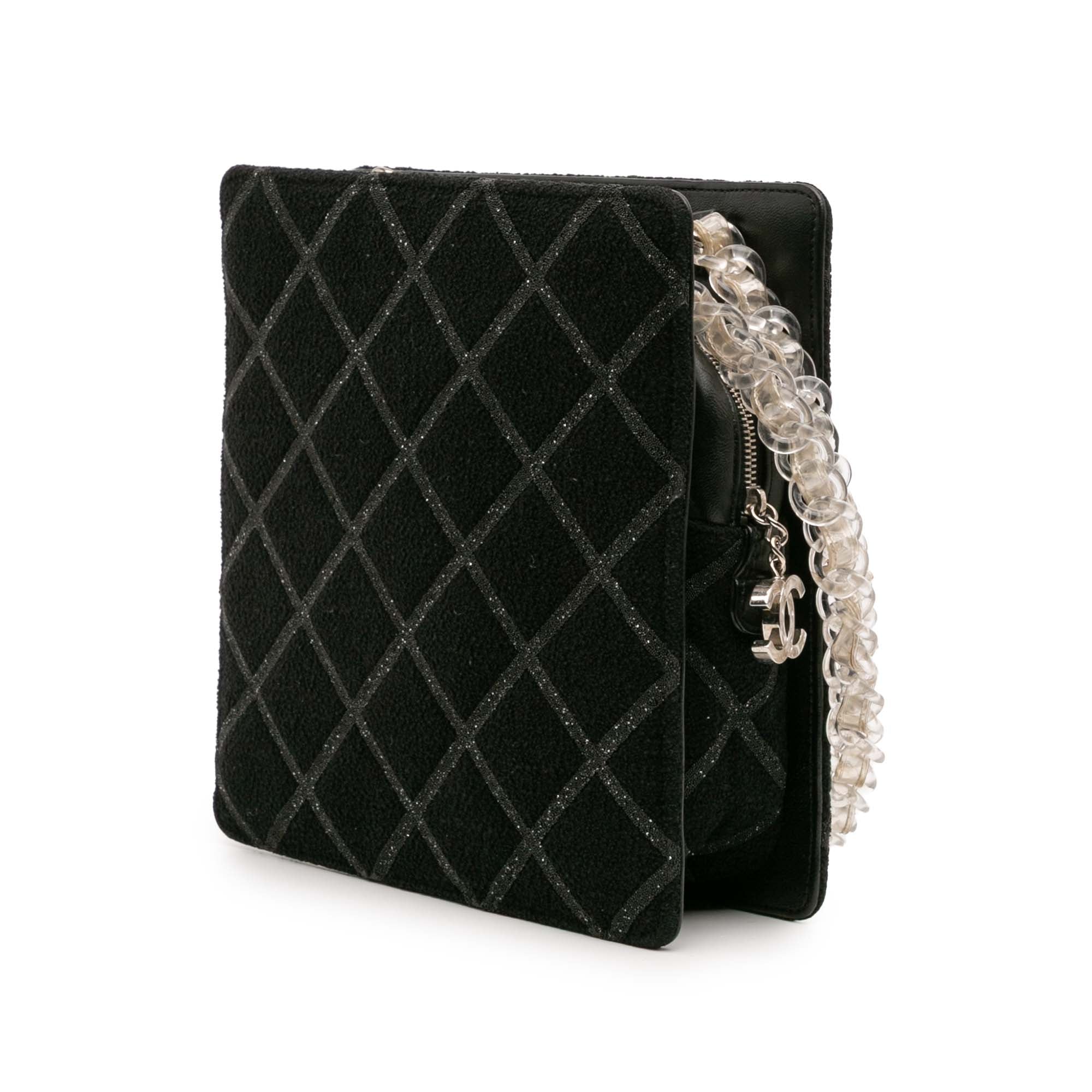 Tweed and Resin Zipped Chain Shopping Bag