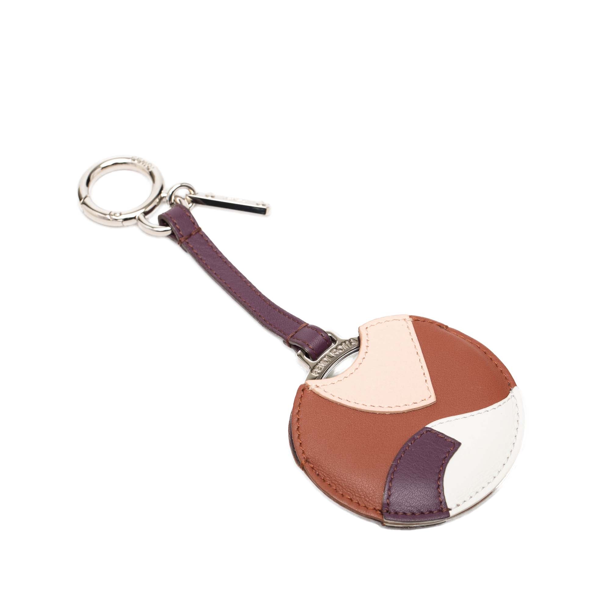 Silver Plated and Calfskin Compact Mirror Bag Charm