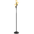 3-Light Upright Floor Lamp for Living Room & Bedroom with Steel Base, Black