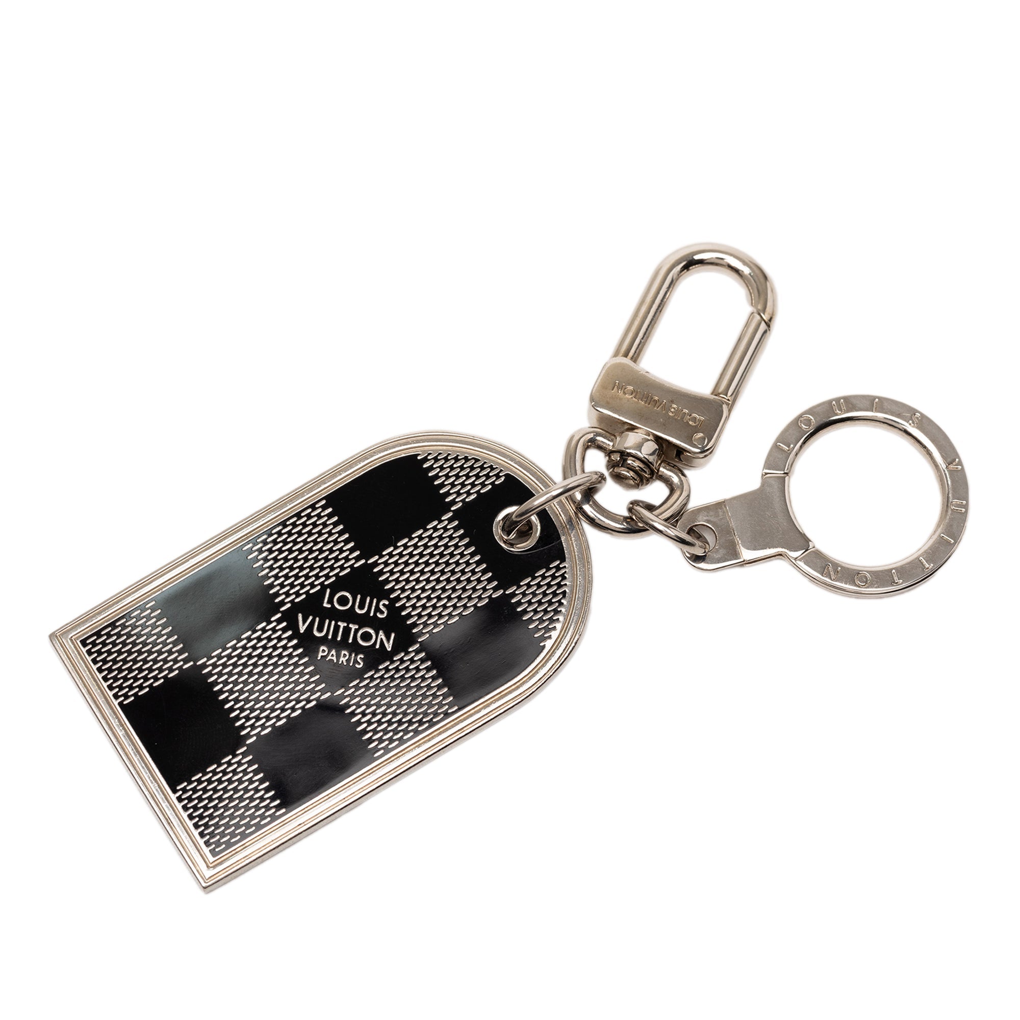 Brass Damier Porte Cles Address Bag Charm and Key Holder