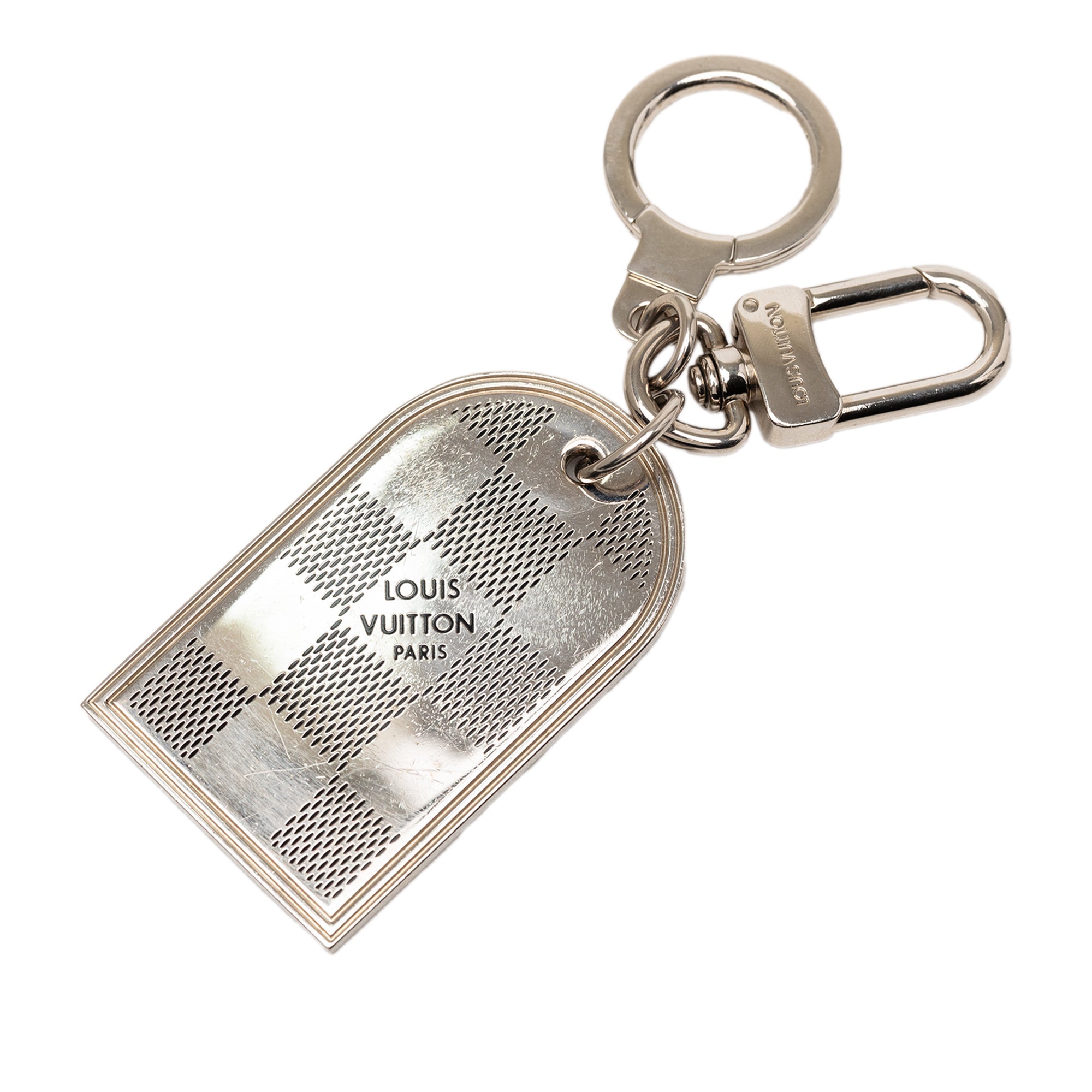 Brass Damier Porte Cles Address Bag Charm and Key Holder