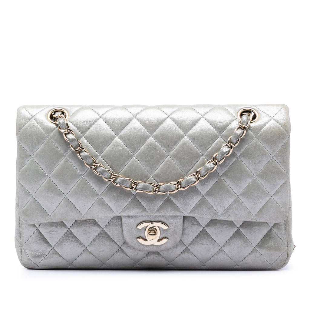 Medium Classic Iridescent Lambskin Double Flap