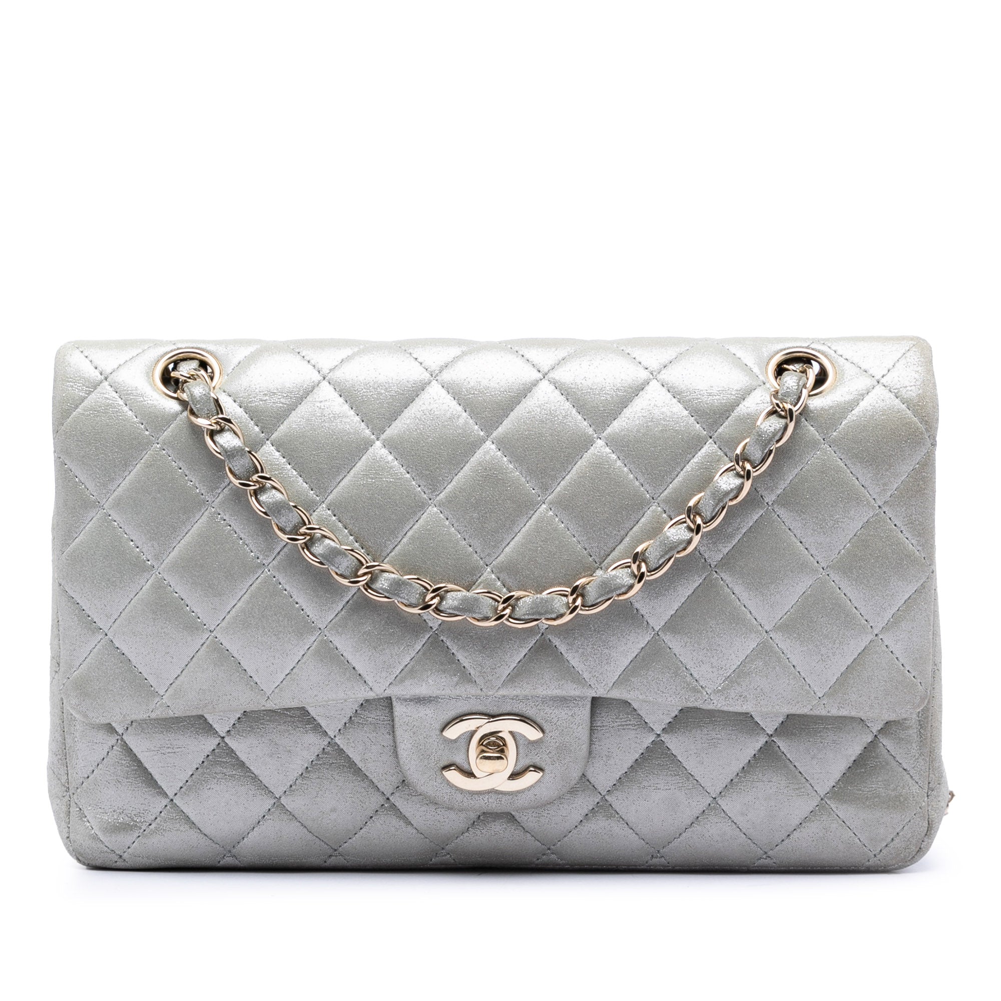 Medium Classic Iridescent Lambskin Double Flap