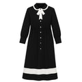 Long Sleeve Black Midi Shirt Dress