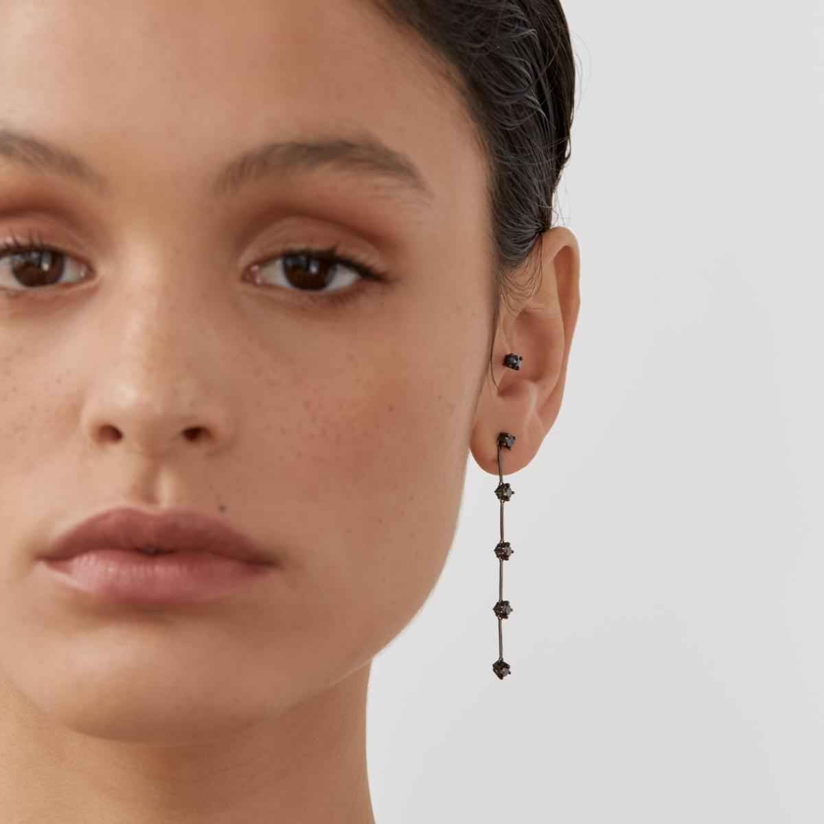 NATALIA Black Diamond Midi Drop Earring Single By ALINKA Fine Jewellery