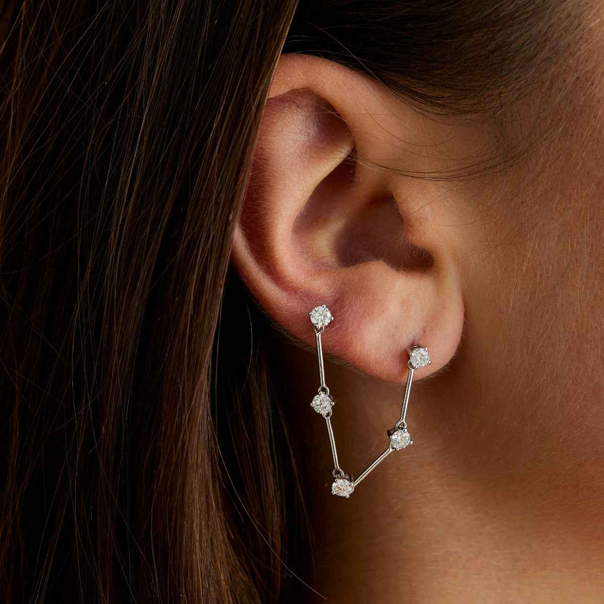 NATALIA DOUBLE Diamond Stud Earring Single By ALINKA Fine Jewellery