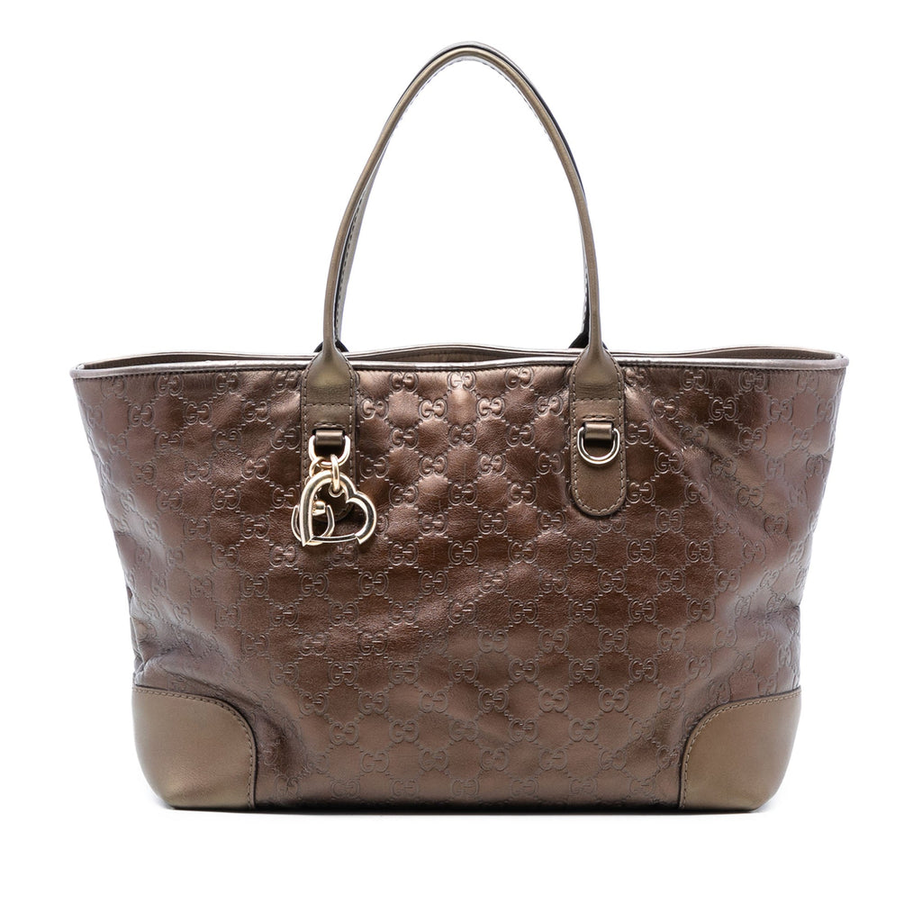 Metallic Guccissima Heart Bit Tote