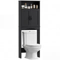 3-Tier Over Toilet Storage Cabinet with Soft-Close Doors, Space Saver, Black