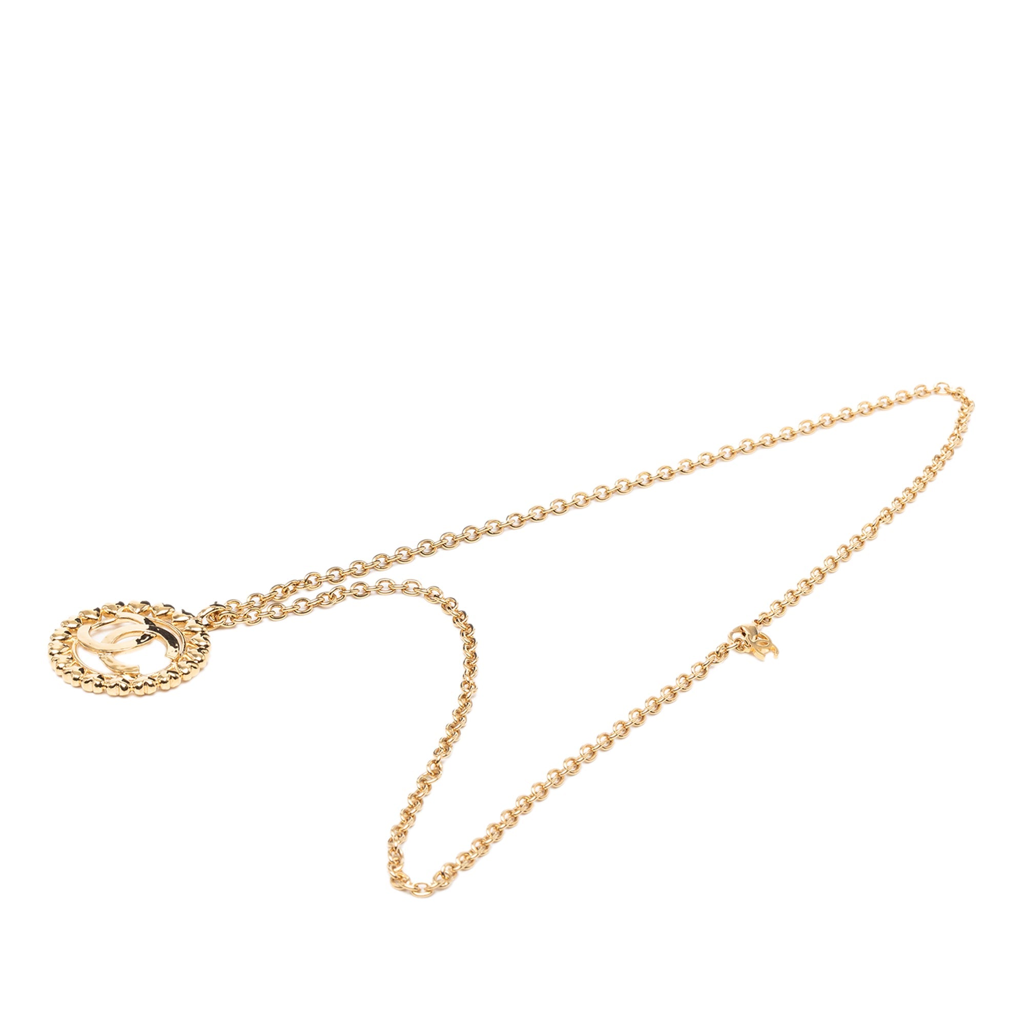 Gold Plated CC Medallion Heart Pendant Necklace