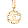 Gold Plated CC Medallion Heart Pendant Necklace