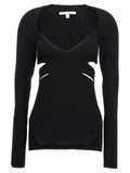 Nensi Dojaka Cut-out Ribbed Viscose Sweater — Black