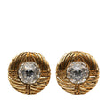 Gold Plated Rhinestone Round Clip On Earrings