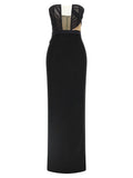 Nensi Dojaka Corsetted Draped Maxi Dress — Black