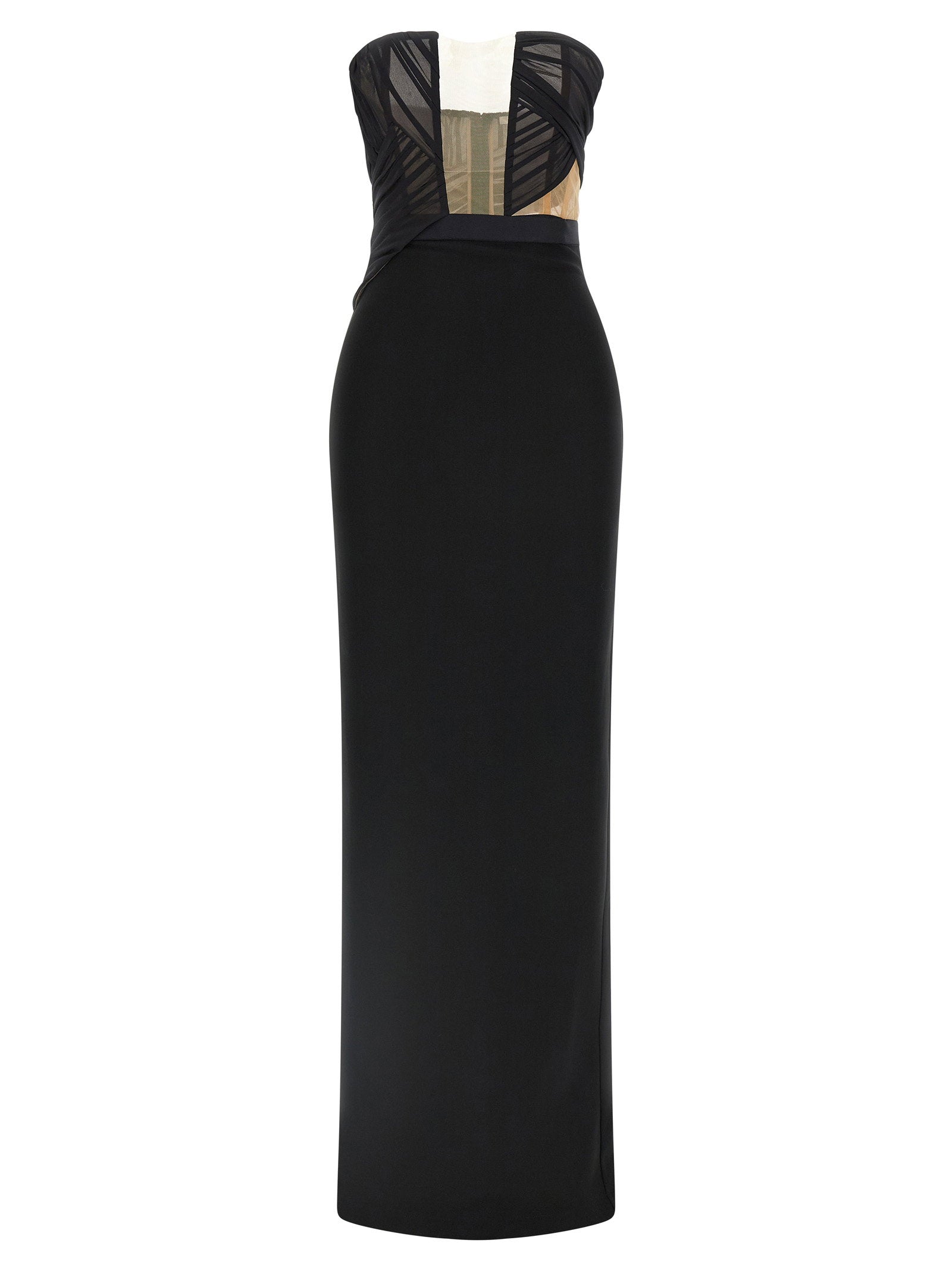 Nensi Dojaka Corsetted Draped Maxi Dress — Black