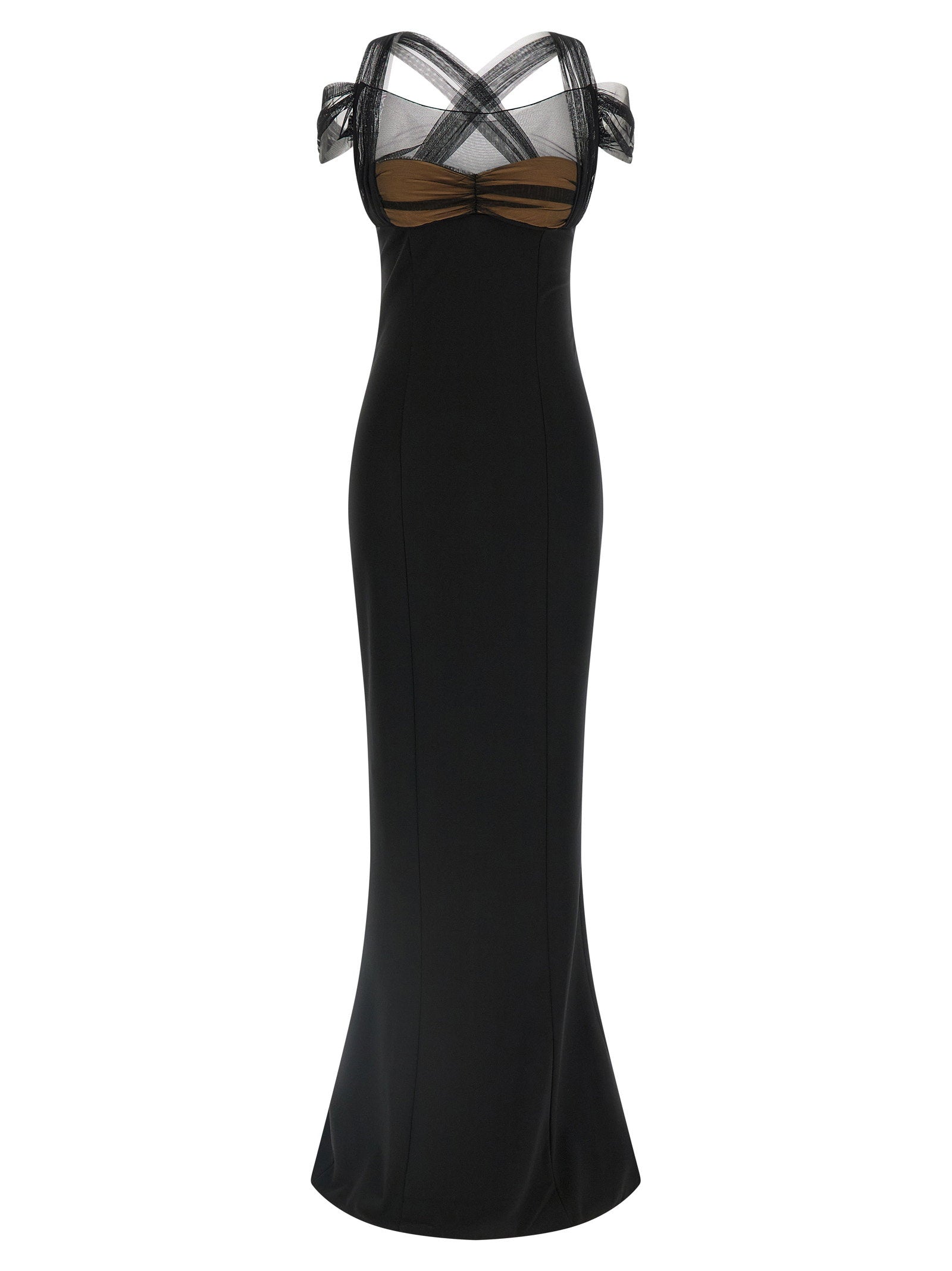 Nensi Dojaka Draped Padded Cup Dress — Black