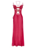 Nensi Dojaka Frilled Cutout Gown — Pink