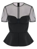 Nensi Dojaka Tulle & Wool Bustier Bustier Top — Black