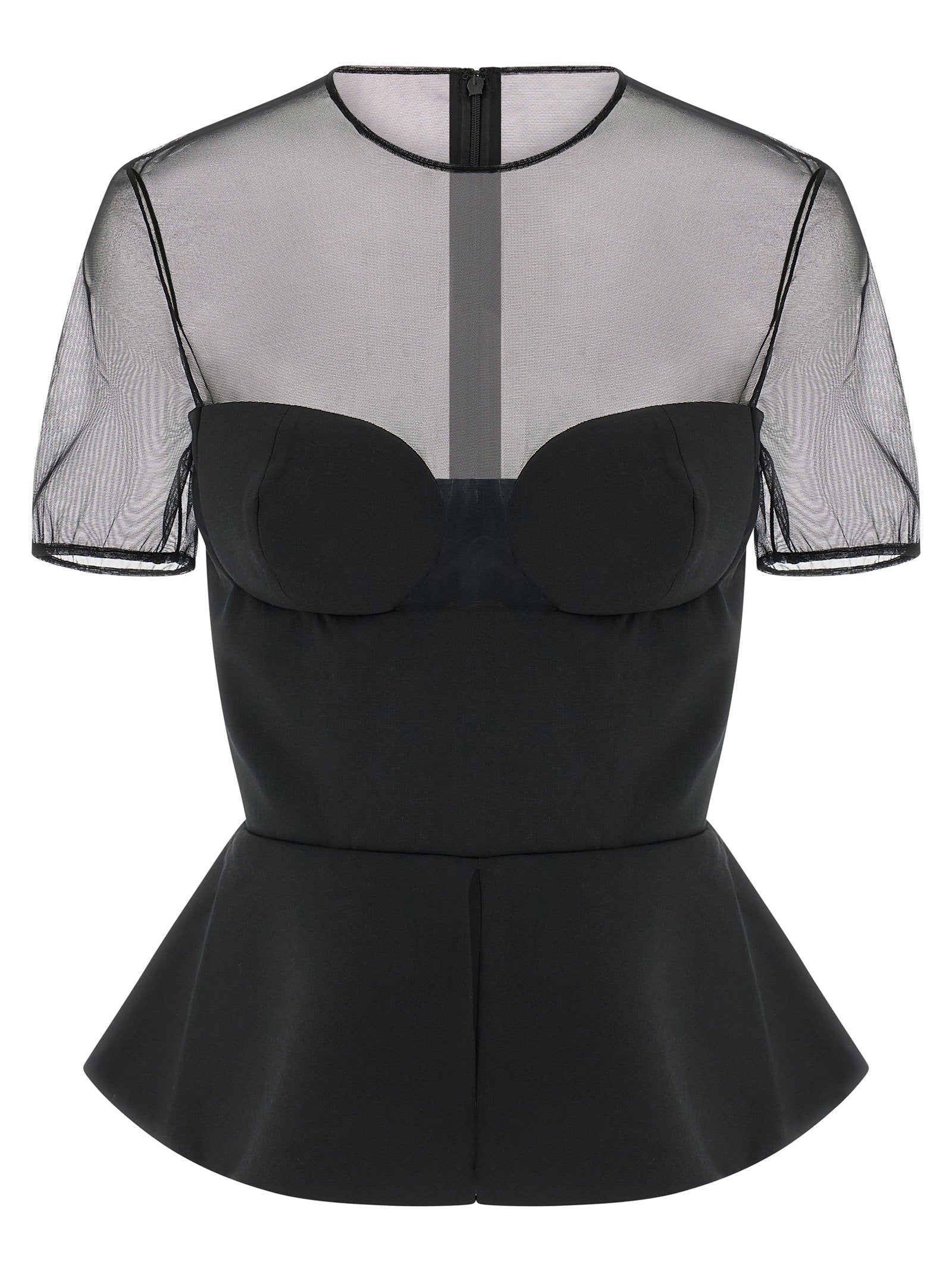 Nensi Dojaka Tulle & Wool Bustier Bustier Top — Black