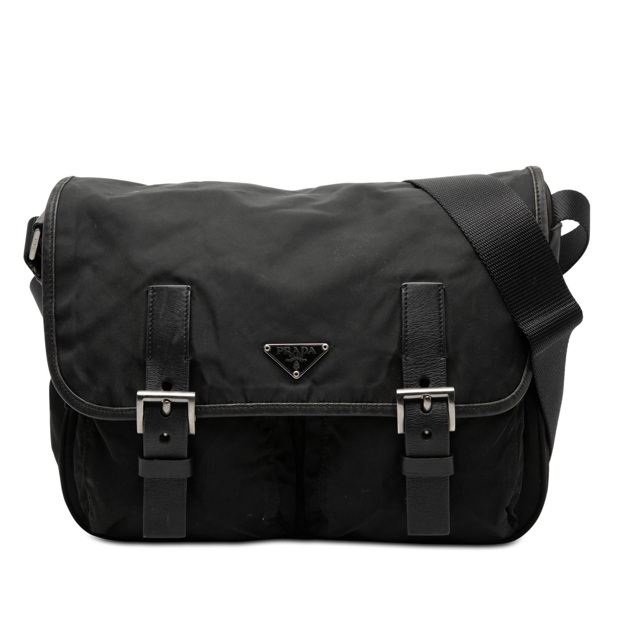 Tessuto Double Buckle Messenger Bag