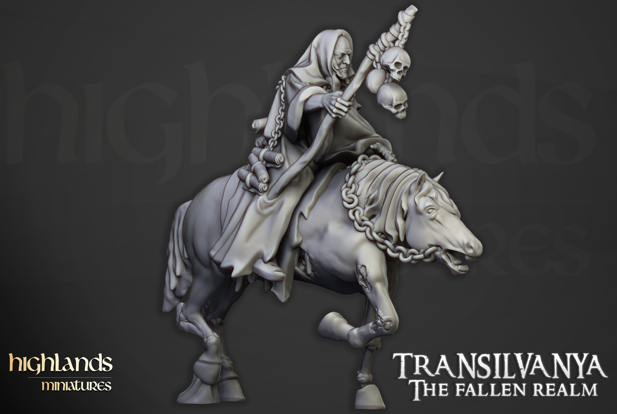 Necromancer on Horse, Highlands Miniatures
