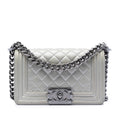 Small Quilted Metallic Caviar Boy Flap