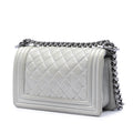 Small Quilted Metallic Caviar Boy Flap