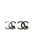 Silver Plated CC Rhinestone Push Back Earrings