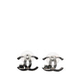 Silver Plated CC Rhinestone Push Back Earrings
