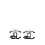 Silver Plated CC Rhinestone Push Back Earrings