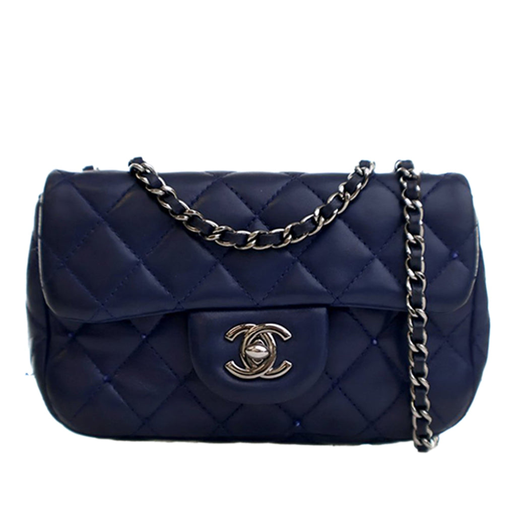 Mini Rectangular Classic Lambskin Crystal Single Flap