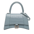Small Croc Embossed Hourglass Top Handle Bag