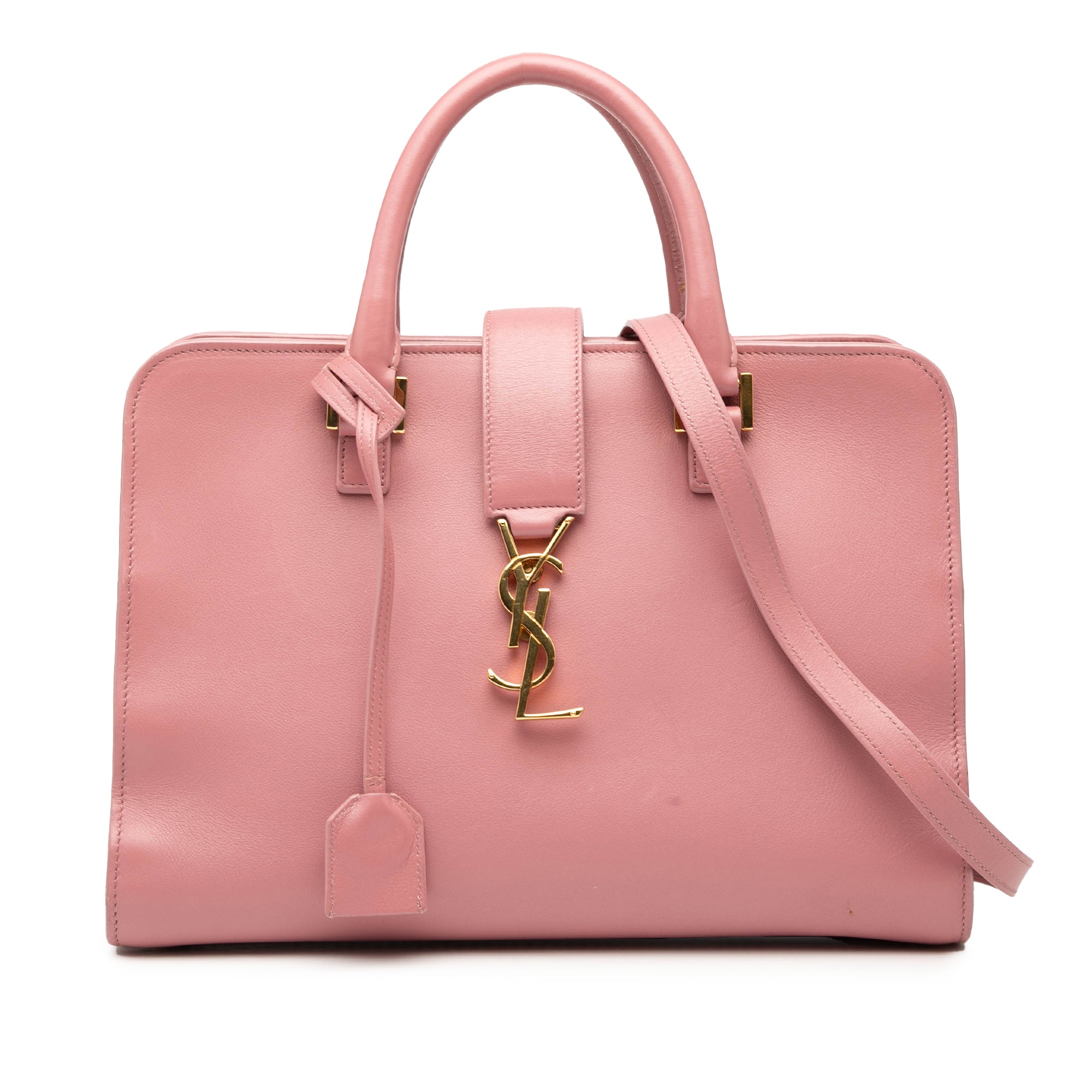 Small Leather Monogram Cabas Satchel