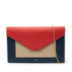 Large Tricolor Leather Pocket Envelope Flap on Chain