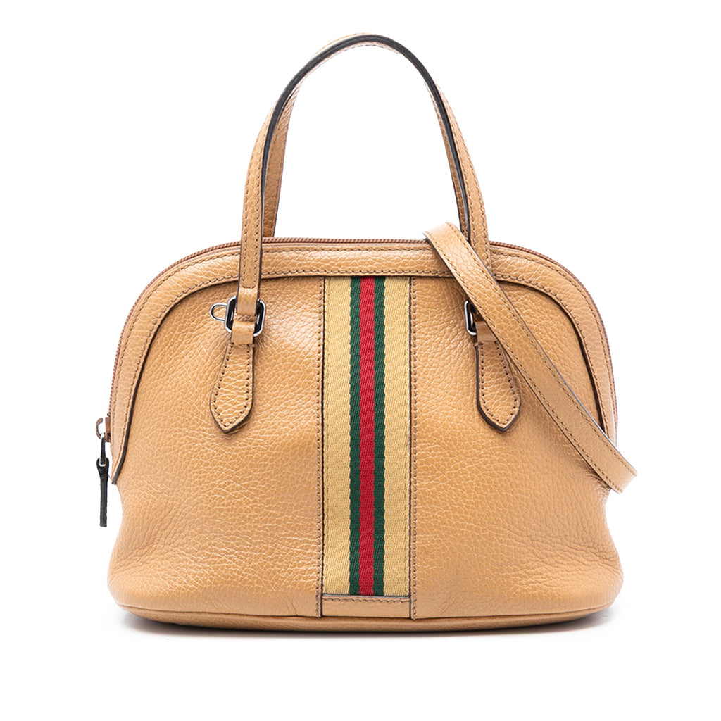 Mini Leather Web Dome Satchel