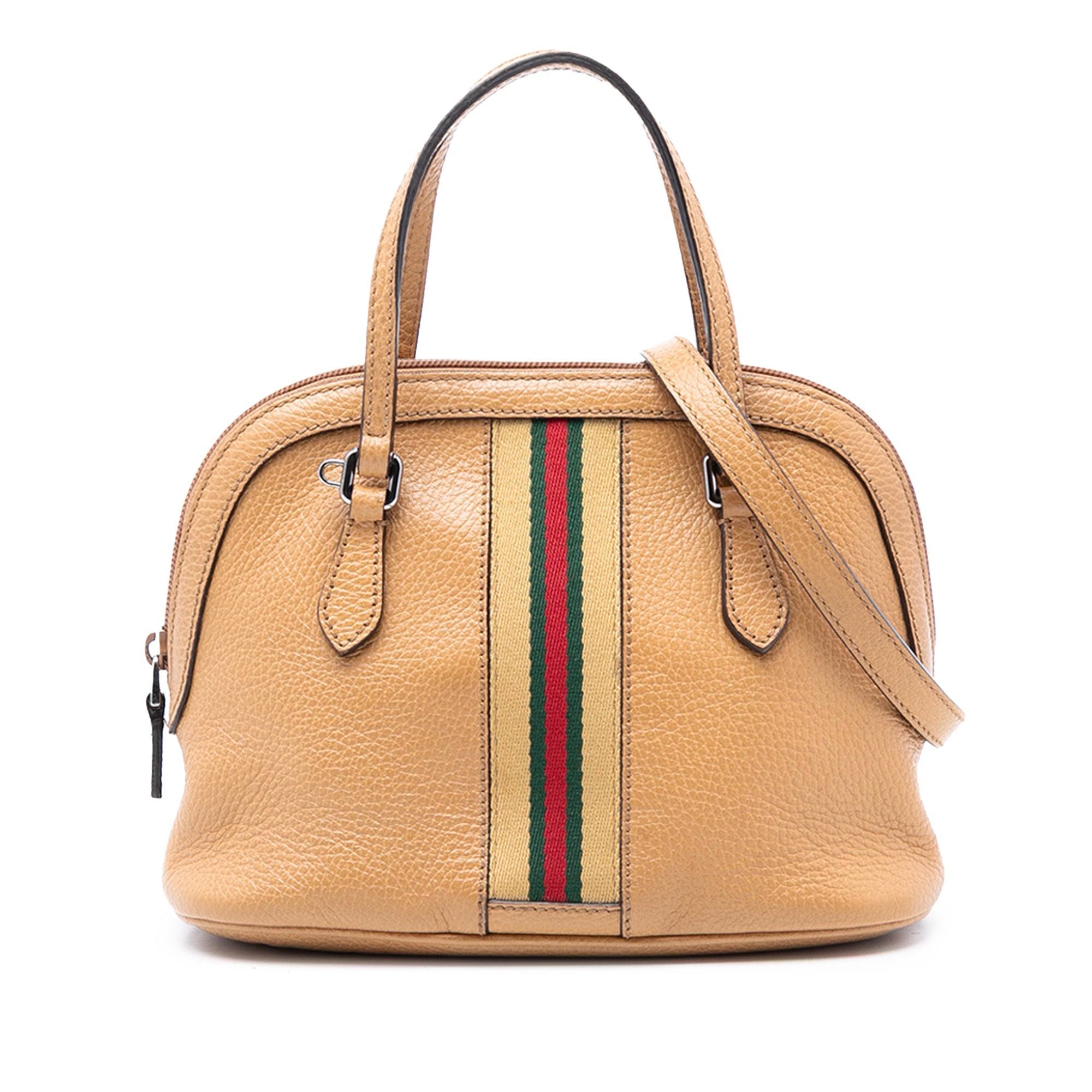 Mini Leather Web Dome Satchel