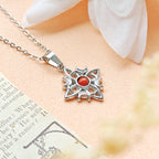 Collar Nudo de Bruja 'Wicca' Acero Inox. con Jaspe Rojo