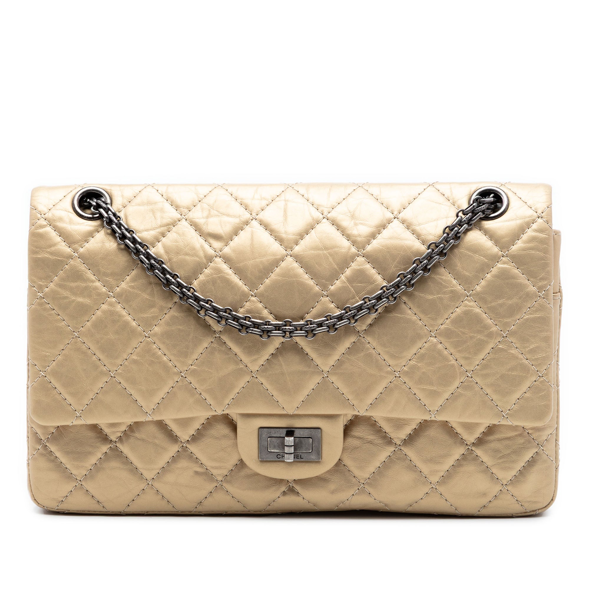 Quilted Metallic Aged Calfskin Reissue 2.55 Double Flap 226