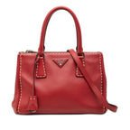 Small City Calf Hand Stitched Galleria Double Zip Satchel