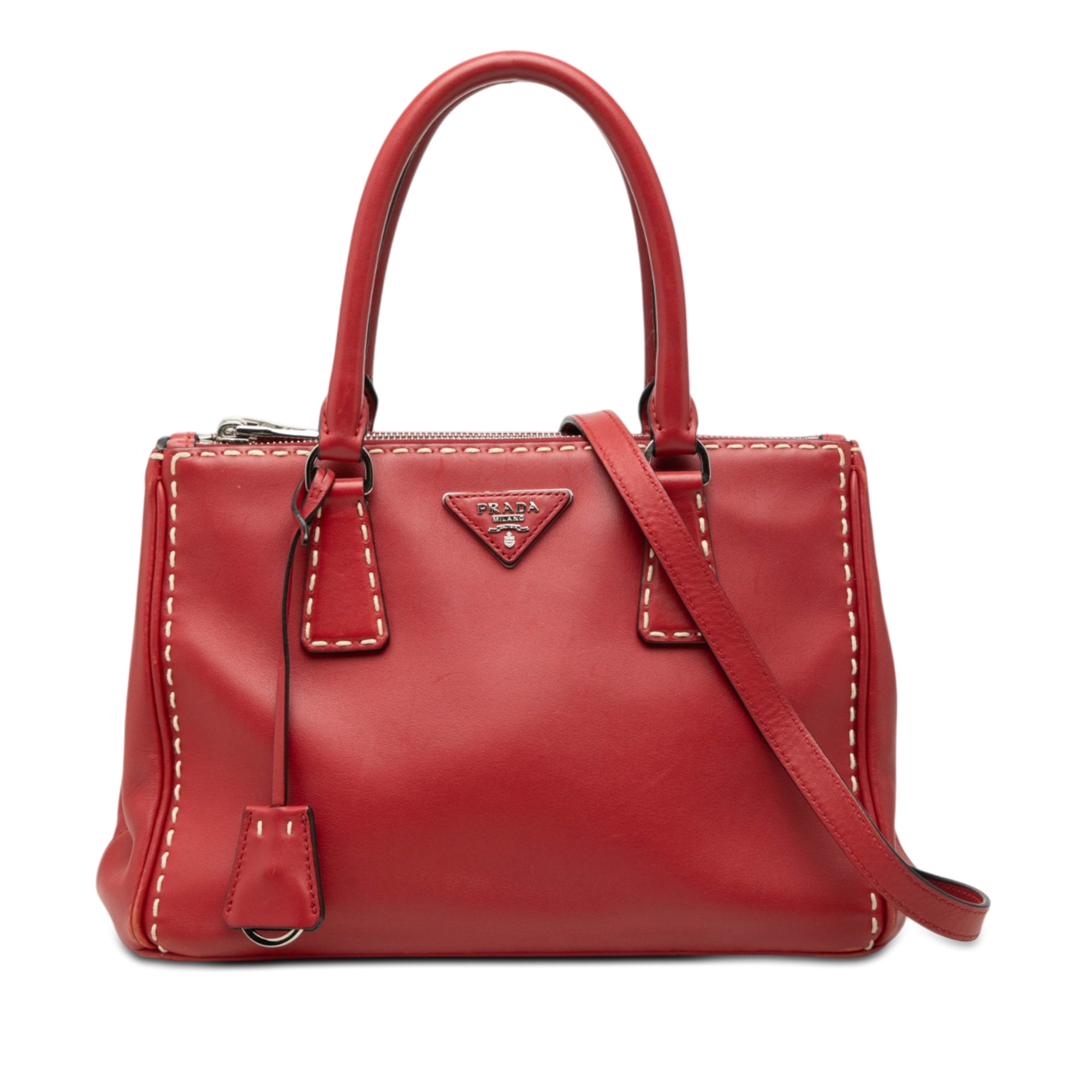 Small City Calf Hand Stitched Galleria Double Zip Satchel