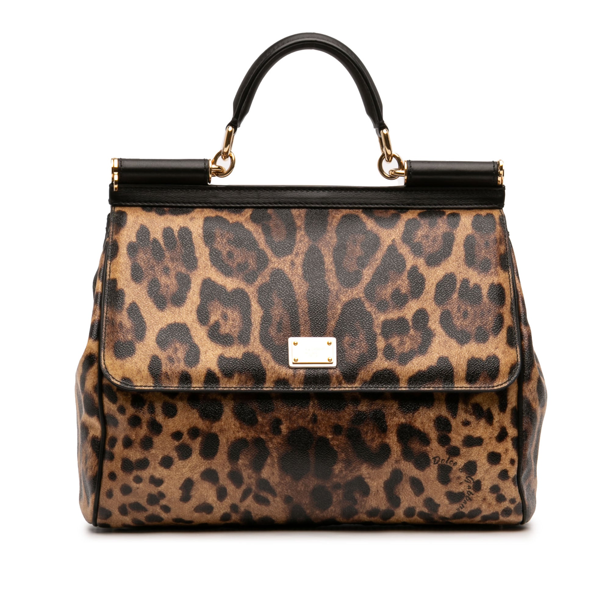 Large Leopard Print Calfskin Miss Sicily Satchel