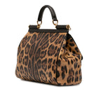 Large Leopard Print Calfskin Miss Sicily Satchel