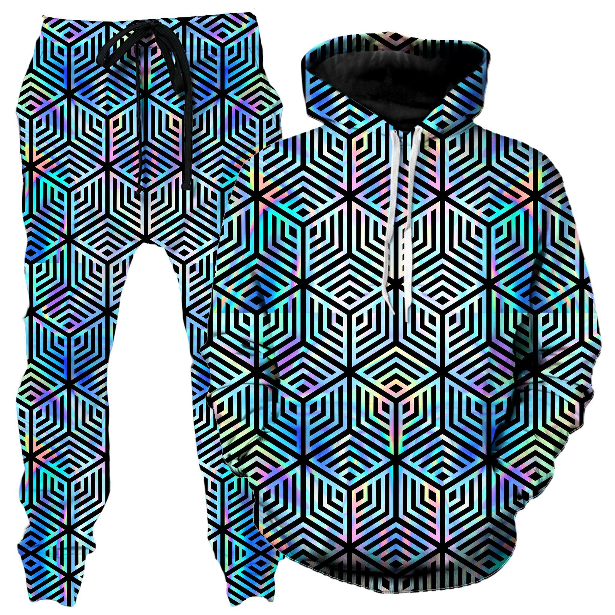 Holographic Hexagon Hoodie and Joggers Combo