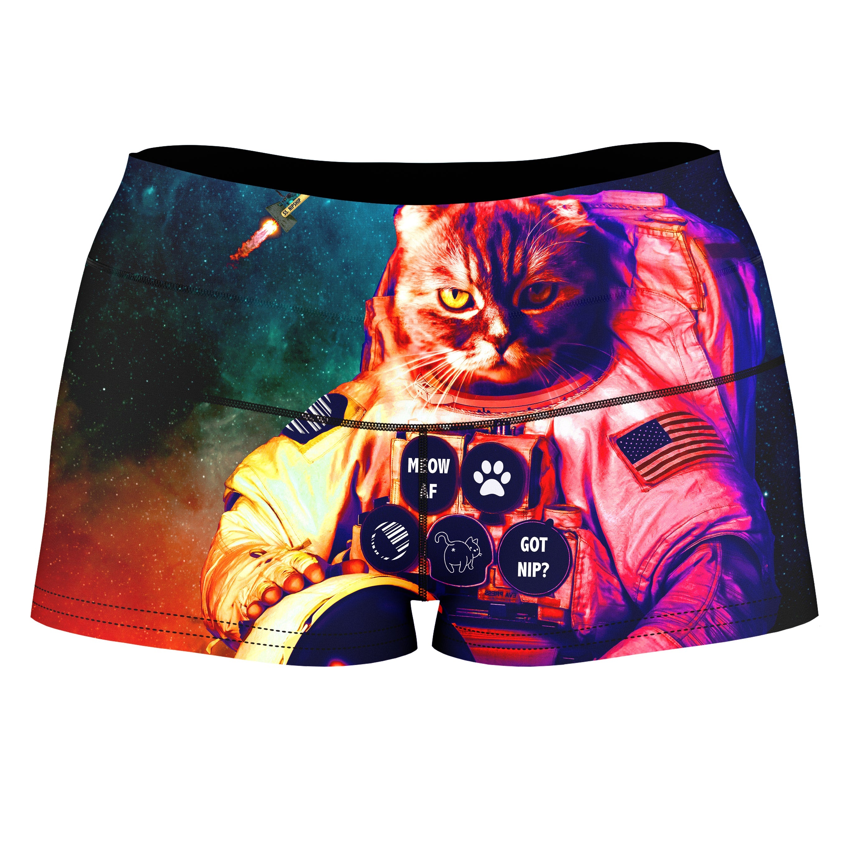 Catstronaut High-Waisted Women's Shorts