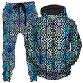 Holographic Hexagon Zip-Up Hoodie and Joggers Combo