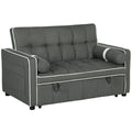 Modern 2 Seater Sofa Bed, Pull Out Sofa Bed with Adjustable Backrest and Pillows, Charcoal Grey