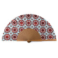Blue and Red Silk Hand Fan Najma