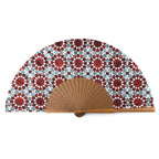 Blue and Red Silk Hand Fan Najma
