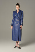 Striking Crocodile Pattern Leather Coat